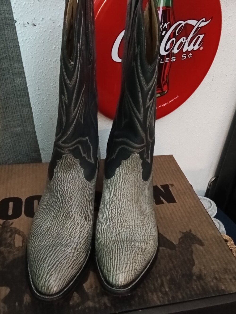 Pecos Bill Exotic Shark Boots, Size 12D